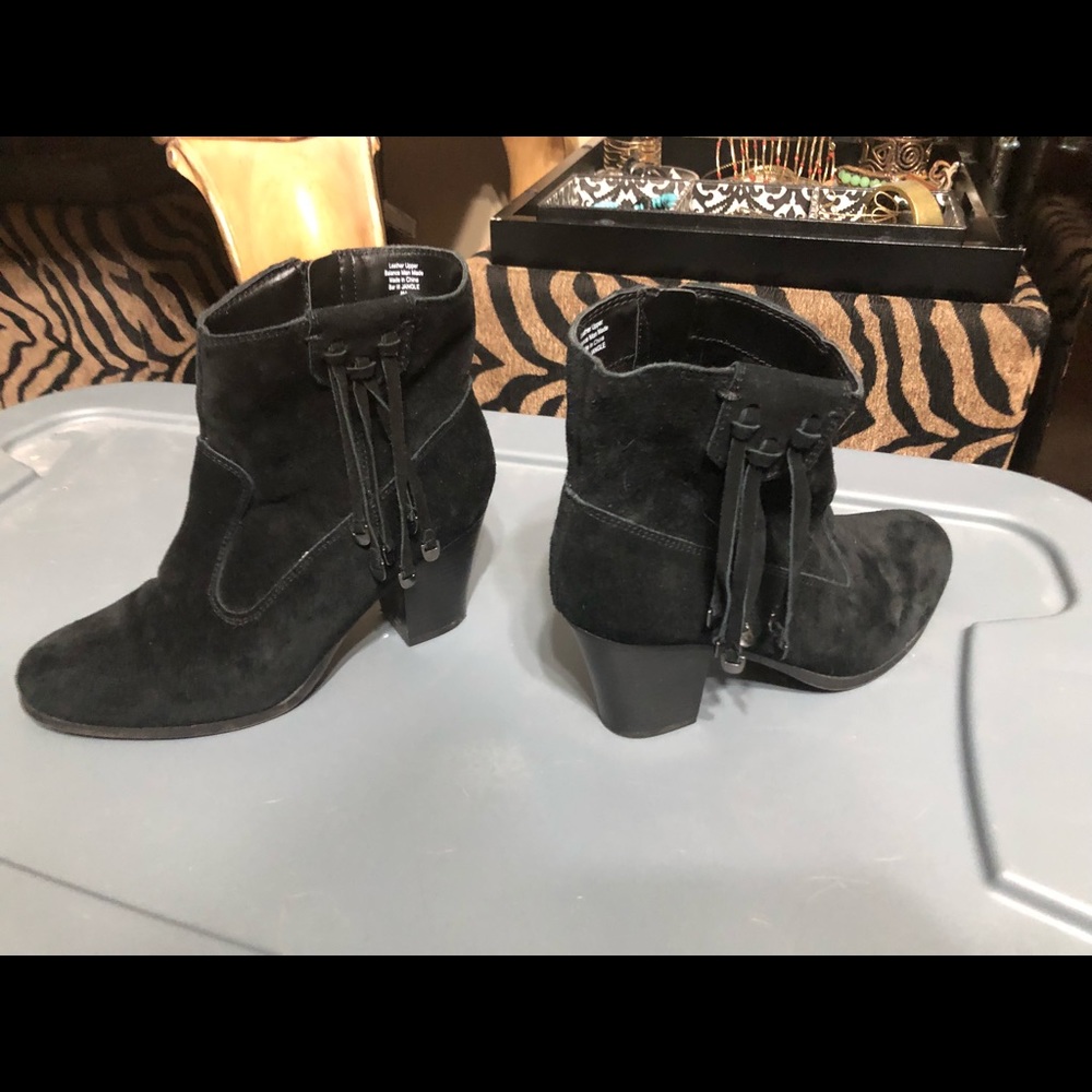 Bar 111 black suede booties with tassels